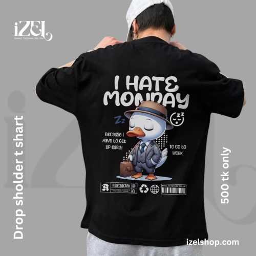 Black Printed Drop Shoulder T-Shirt