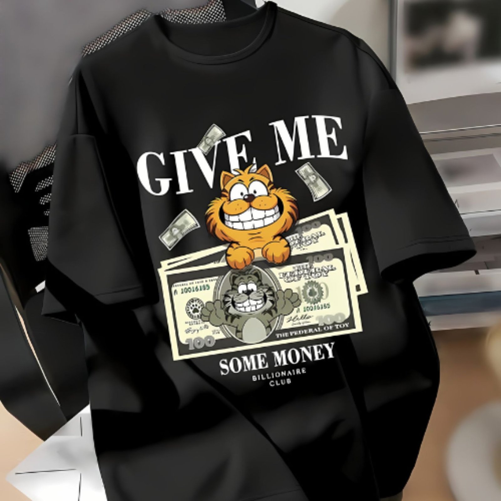 printed drop shoulder t shirt.