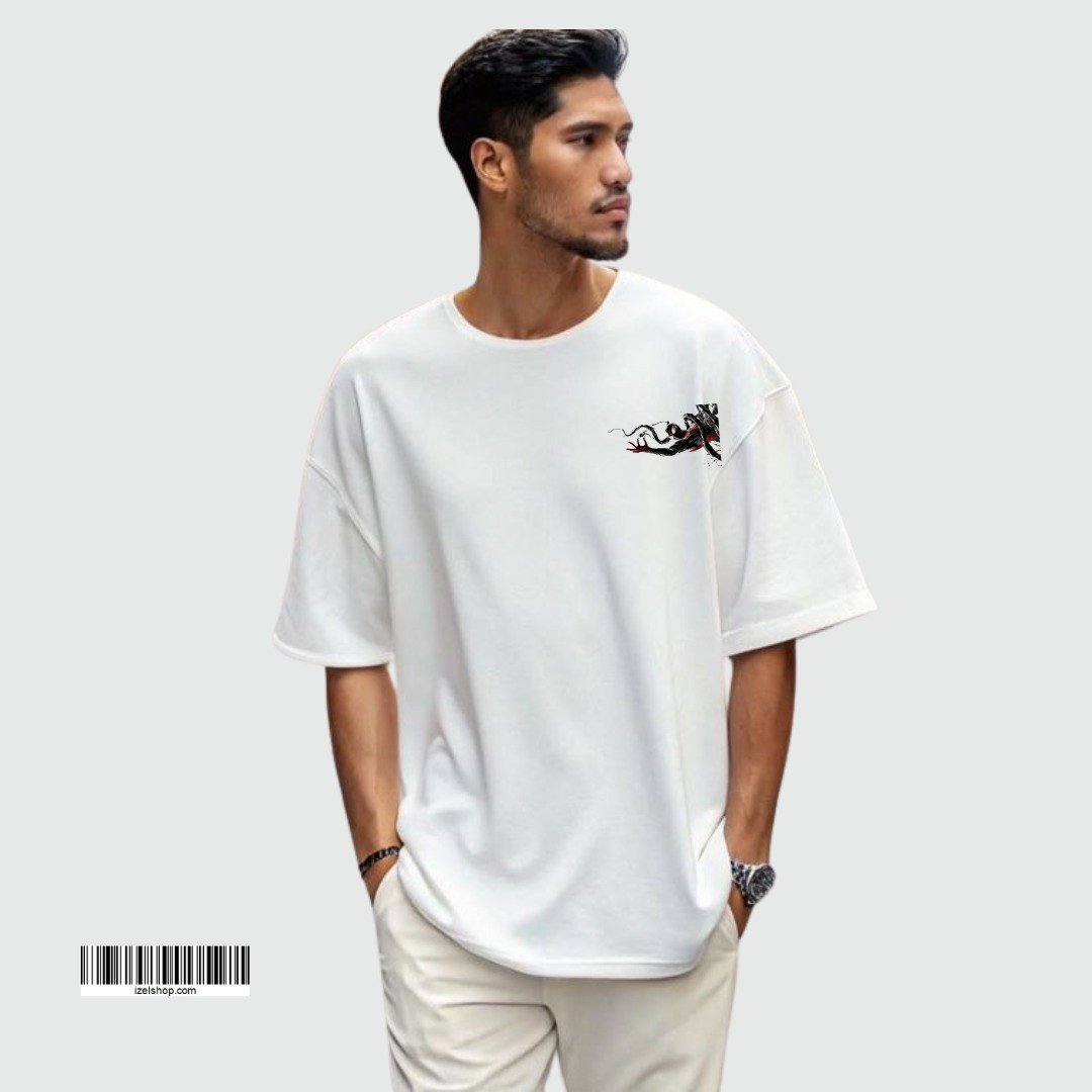 printed drop shoulder t shirt.