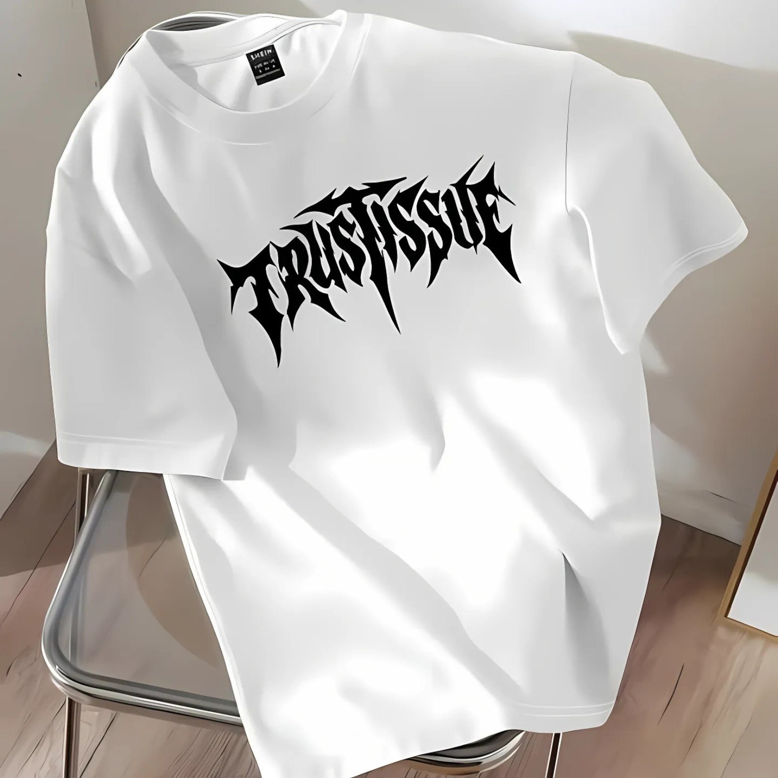 printed drop shoulder t shirt.