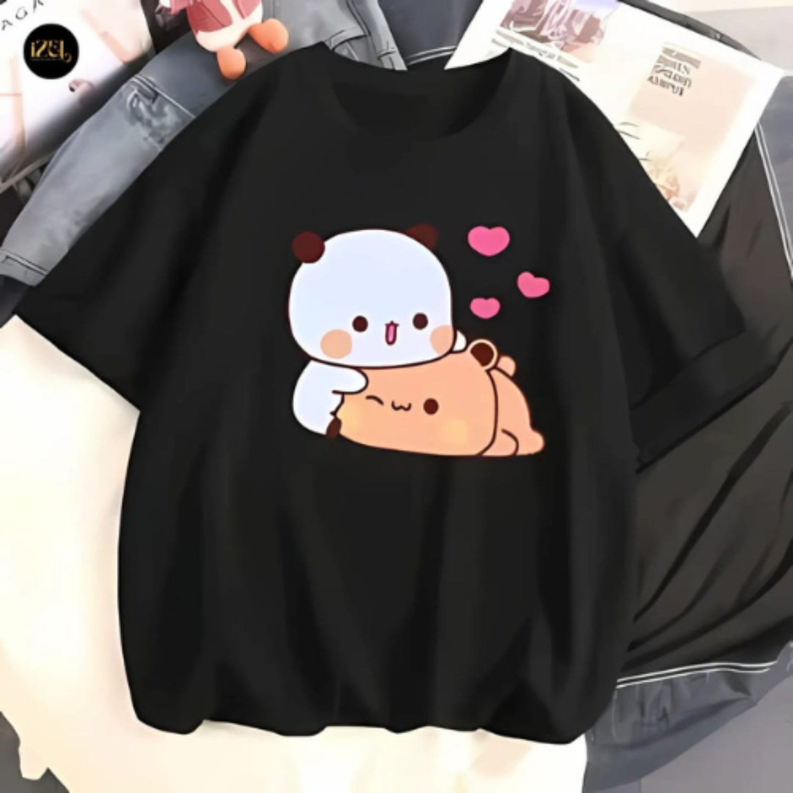 printed drop shoulder t shirt.