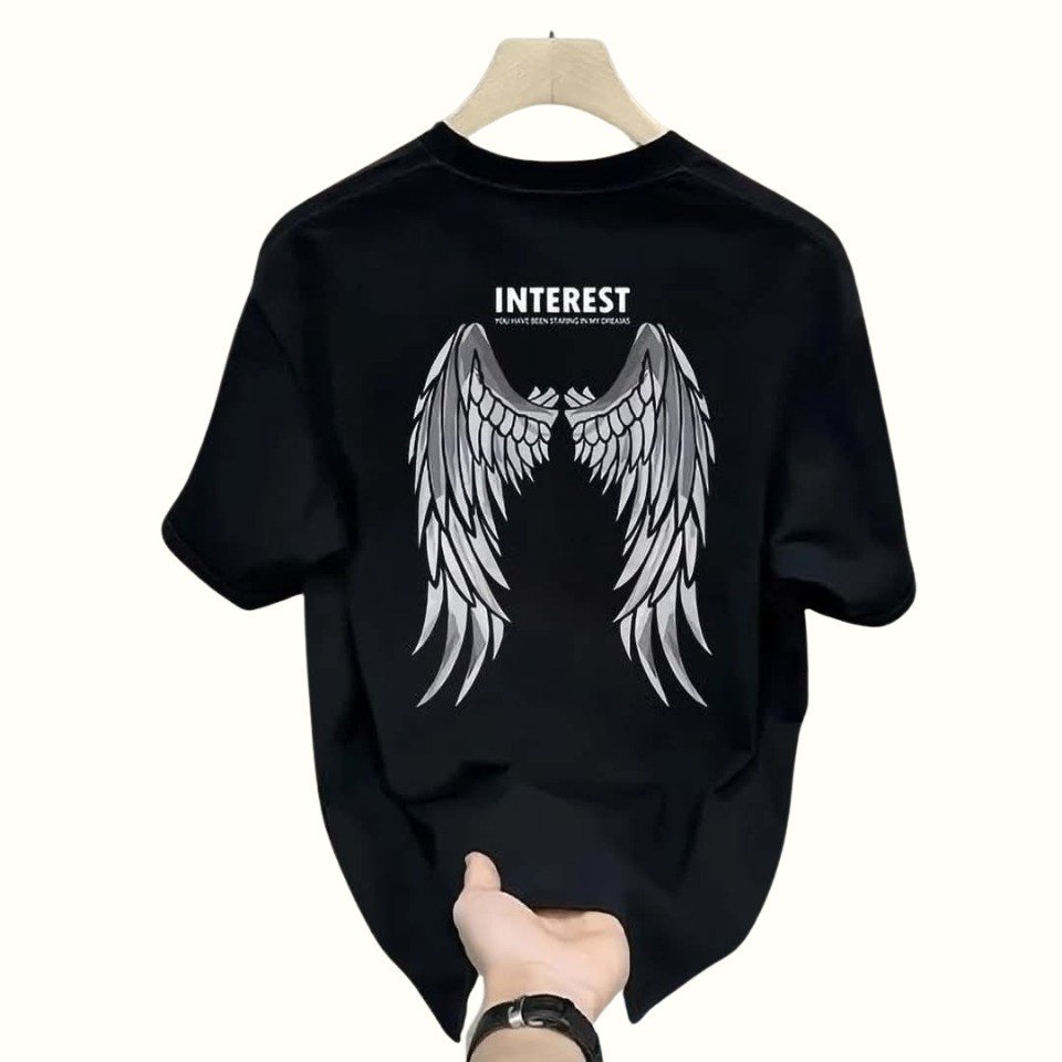 printed drop shoulder t shirt.