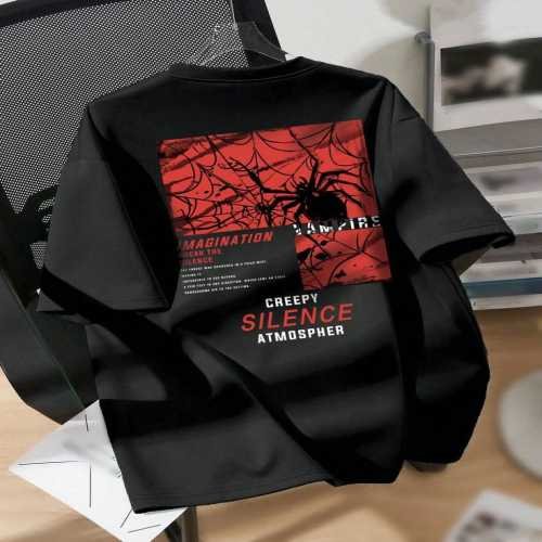 printed drop shoulder t shirt.